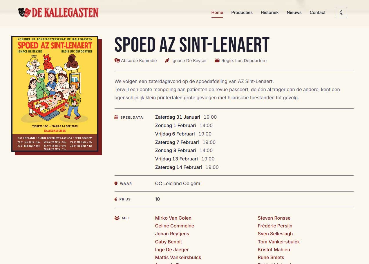 Website van Kallegasten (formule Heavy)